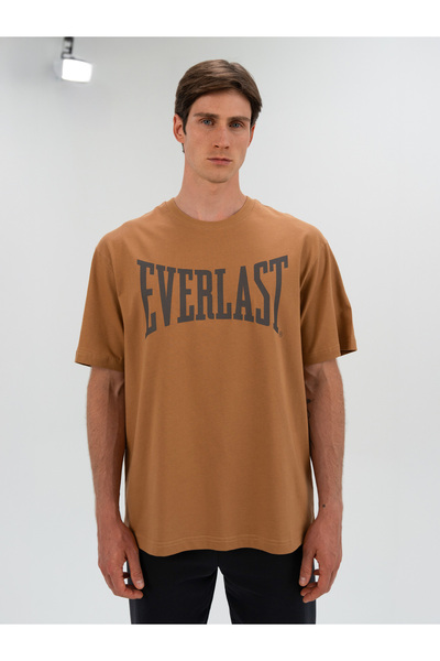 EVERLAST Ανδρικό μπλουζάκι Ever Classics Comfort Logo σε σκούρο μπεζ
