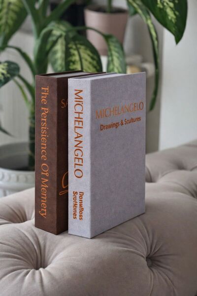 BGV HOME صندوق ديكور مكون من قطعتين مغطى بالقماش بمظهر الكتاب |   صندوق الهدا...