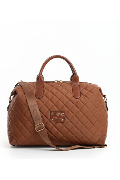 Çanta Trend Tan Quilted Easy to Clean Hand and Shoulder Strap Beach, Picnic, ...