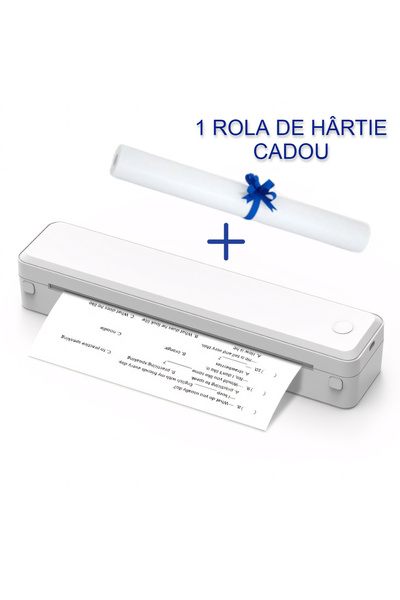 HYDER Imprimantă termică + 1 rola cadou, utilizează hartie tatuaje, coli A4 s...