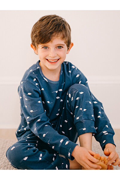 Antebies Organik Lacivert Kutup Ayısı Erkek Çocuk Pijama Takımı
