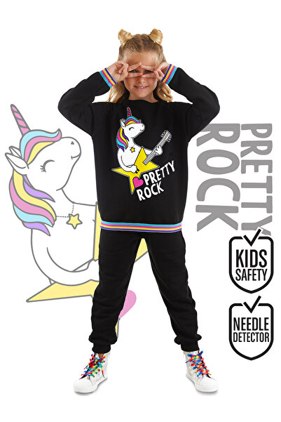 MSHB&G Rock Unicorn Patterned Girl's Tracksuit Set