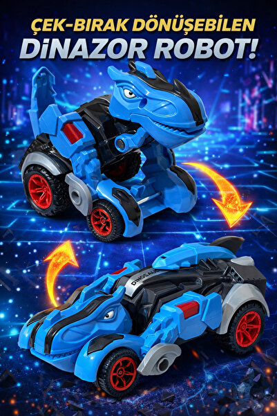 TRUST STORE Trex Dinazor Figür Araba Sürtmeli Teker Transformers Robot Dinozo...