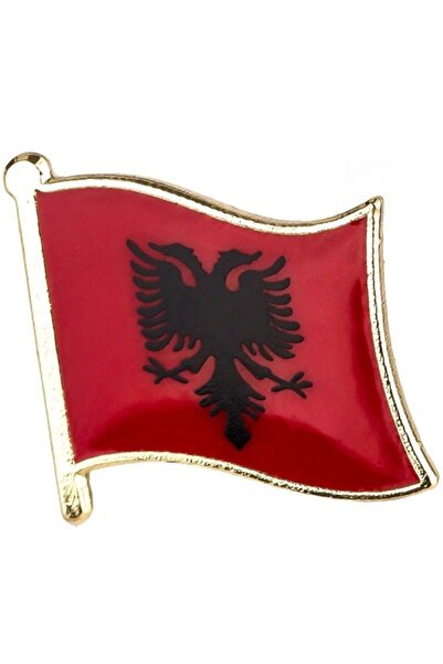 TamgaCrafts Arnavutluk (Albania) Bayrak Rozeti - Altın Kaplama Ufak Yaka Rozeti