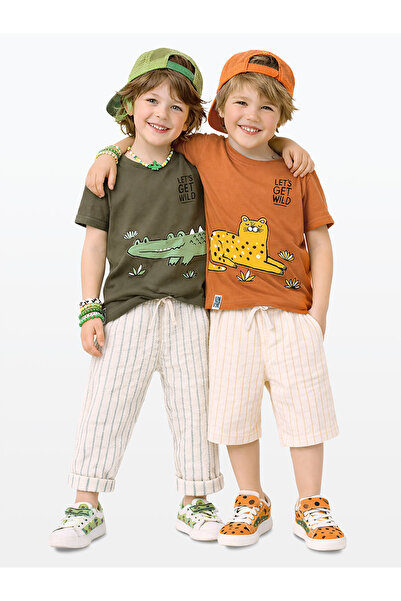 Denokids Boys' T-Shirt 2-Pack Crocodile Leopard Print Short Sleeve T-Shirt Co...