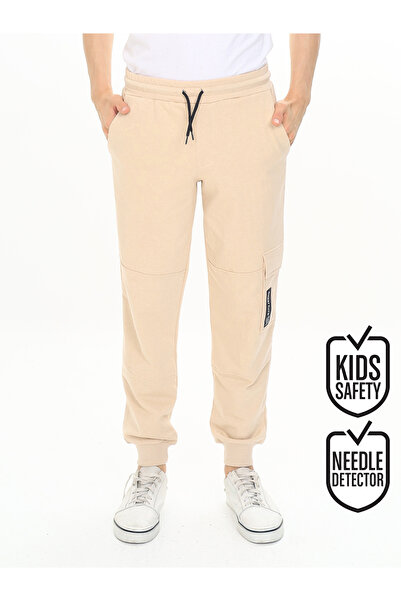 Denokids Pantaloni de sport pentru băieți, culoare piatră, cu buzunare