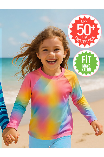 Denokids Tricou de costume de baie pentru fete cu protecție UV Tie Dye