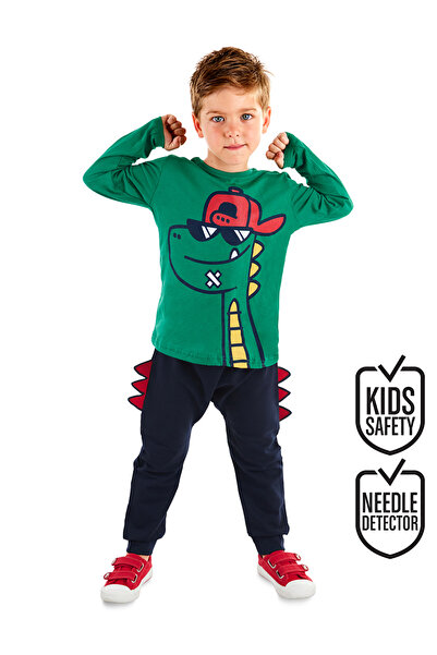 Denokids Set de iarnă pentru băiat cu model Dino - tricou și pantaloni cu och...