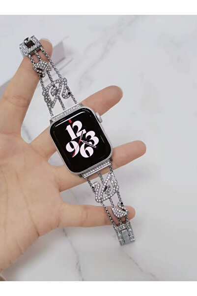 PSGT Apple Watch 2 3 4 5 6 7 8 Se 42 44 45 49 Mm Uyumlu Kuğu Taşlı Kordon
