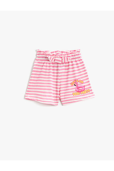 Koton Baskılı Şort Fiyonk Detaylı Pamuklu