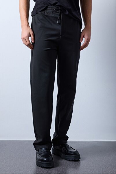 Justboga Erkek Siyah Baggy Rahat Kesim Relax Fit Beli Lastikli Bağcıklı Örme ...