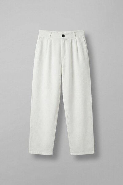 ablukaonline Erkek Beli Lastikli Desenli Baggy Pantolon Beyaz