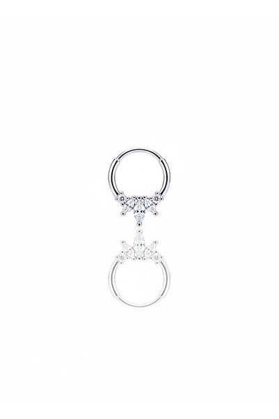 Siminkari 925 Ayar Gümüş Üzerine Rodyum Kaplama Lotus Damla Taşlı Halka Silve...