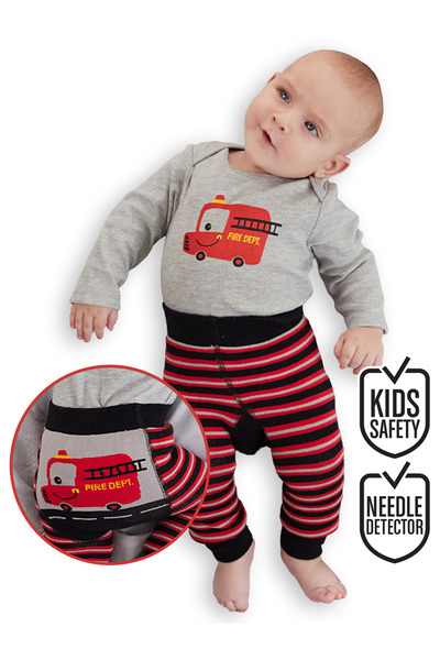 Denokids Set de dresuri-pantaloni de pompier pentru bebelusi baieti