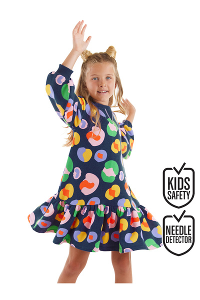 MSHB&G Dívčí tmavě modré šaty s barevnými květinami