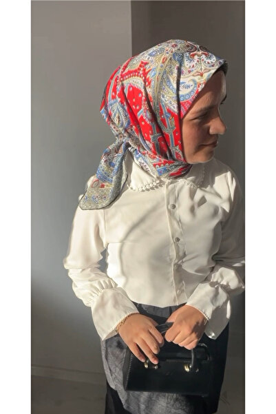 İpekhan Etnik desenli kırmızı pamuk foft eşarp