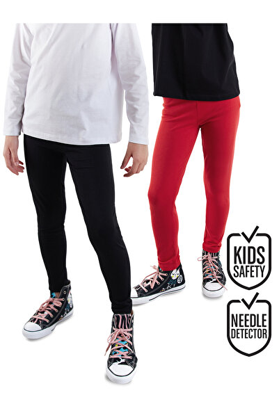 Denokids Black and Red Girl's 2 Pack Leggings