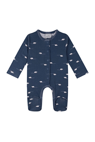 Antebies Organik Lacivert Kutup Ayısı Uzun Kollu Erkek Bebek Tulum