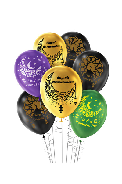 Patladı Gitti Ramazan Temalı 12 Inç Metalik Balon 10 Adet