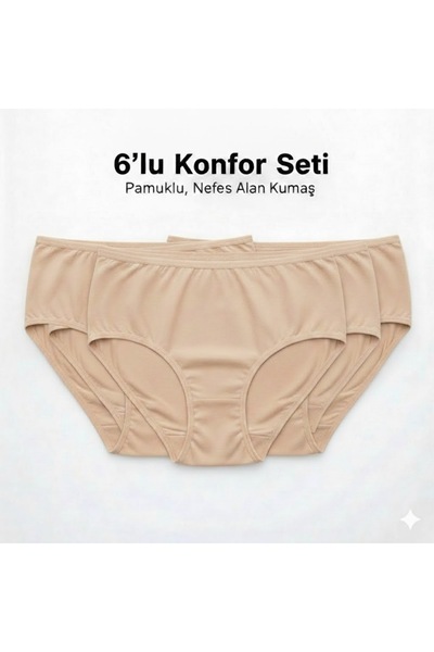 woan 6-Piece Natural Panties Set Cotton Breathable Fabric