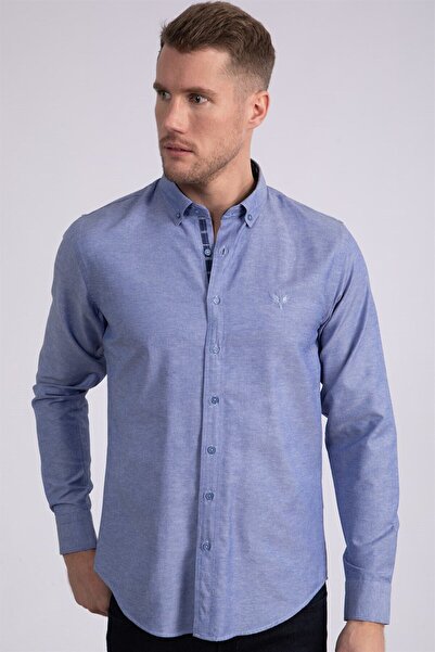 Tudors Ανδρικό πουκάμισο Oxford Texture Slim Fit - Μακρυμάνικο, Εύκολο στο Σι...