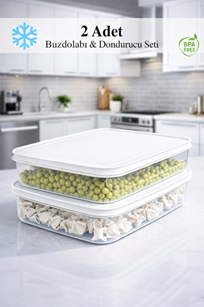 Mutfak Köşesi منظم ثلاجة أبيض مكون من قطعتين - حاوية تخزين مناسبة للميكروويف ...