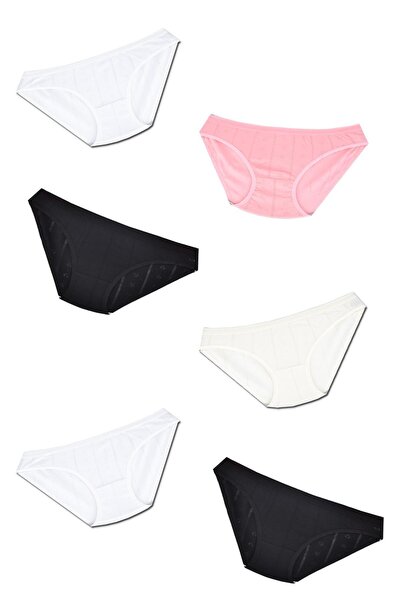 Tutku Жіночі 12-парові бавовняні трусики (чорні-білі-рожеві-екрю) - Стандартні