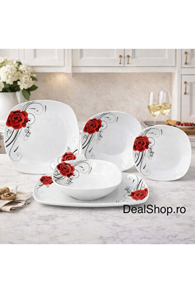 dealshopromania Set de cină Elegant Line Floral din porțelan, 20 de piese pen...