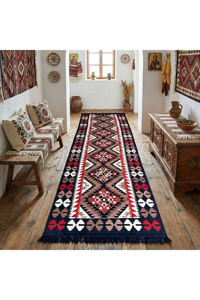 OEM Traditional rustic rug 80x300 cm Navy blue