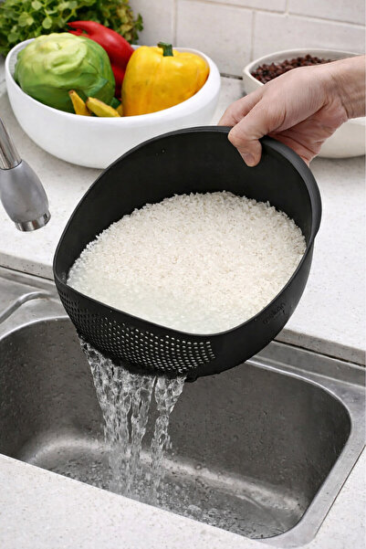 Melkan Home Çok Amaçlı Süzgeç - Pirinç Süzgeci 3 Litre Siyah