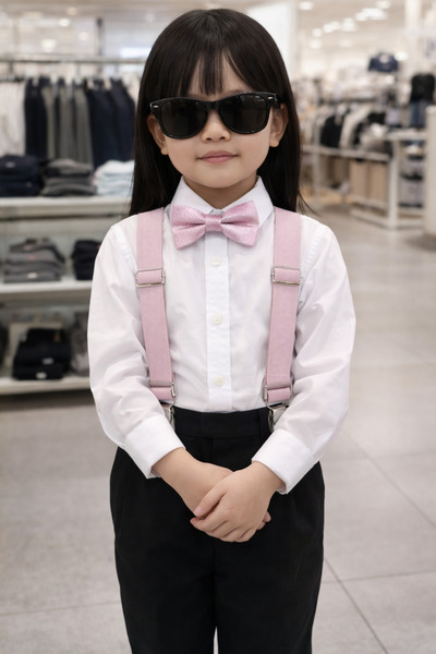 Algitsin O L A شماعة بنطلون للأطفال + مجموعة ربطة عنق + مرنة مناسبة للأعمار م...