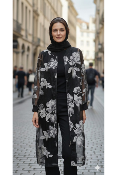 Elele Kadın tesettür lazer kesim kap içi tunik 2li takım