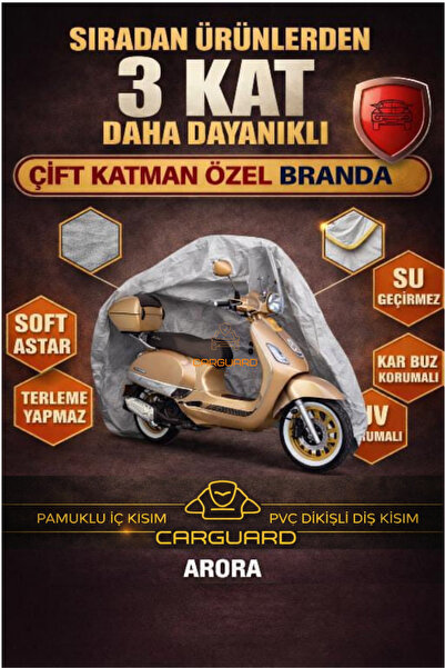 CarGuard Arora Cappucino 50cc ve 125cc uyumlu Fitilli Motosiklet Brandası Mot...