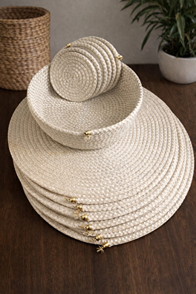 Naspar طقم سوبرا 13 قطعة 32 سم رمادي فاتح / سلة خبز / قواعد أكواب / طقم تقديم...