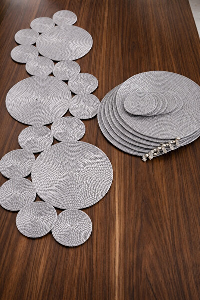 Naspar Runner de culoare gri argintiu - Coaster american de servire/Masa/Cons...