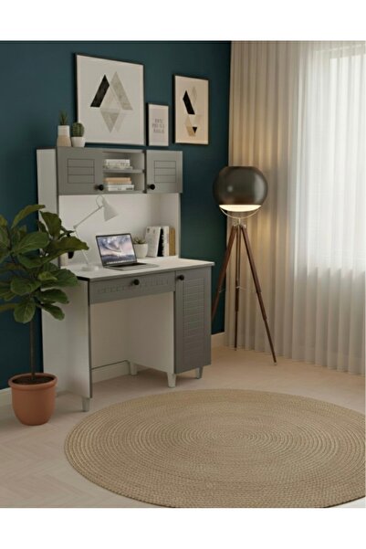 FERZA Mobilya Antrasit Renk Membran Kapak MDF Gövde Çalışma Masası