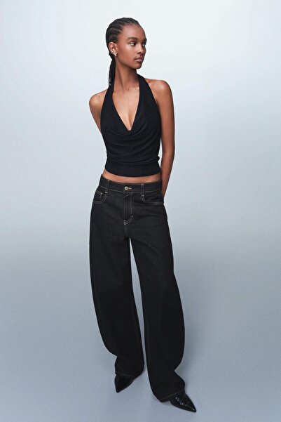 Bershka Drape detaylı halter yaka bluz