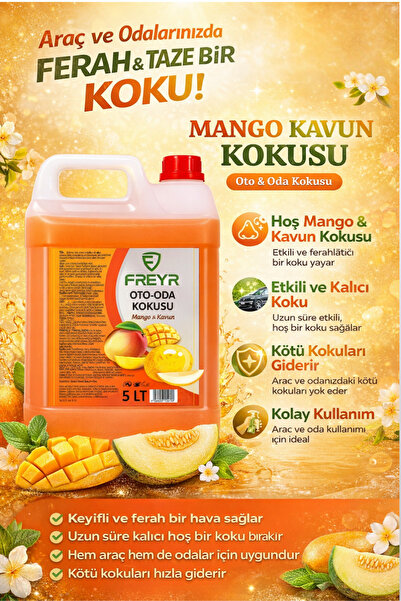 FREYR Mango Kavun Oda & Oto Koku Parfümü 5 Lt | Kalıcı Ev Kokusu, Araba & Oto...