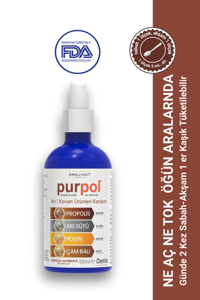 İmmu-Nat Purpol Zerdeçal Zencefil ve Arı Sütü Propolis Polen Çam Balı Karışım...