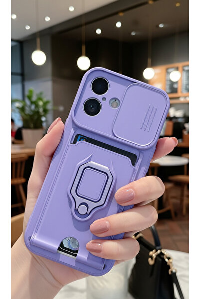 Hatreds iPhone 16 Uyumlu Kılıf Lüx Tasarım Yüzüklü +İpli Lens Korumalı 3in1 K...