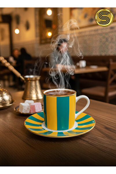 SAMSA Gold Colored Luxury Porcelain Turkish Coffee Cup Set