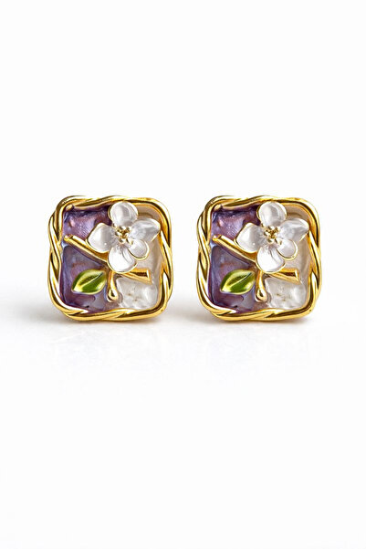 Leo'Stone خمر مربع اوجير الحواف الأرجواني زهرة عزر 3D اللوحة تصميم المرأة الأ...