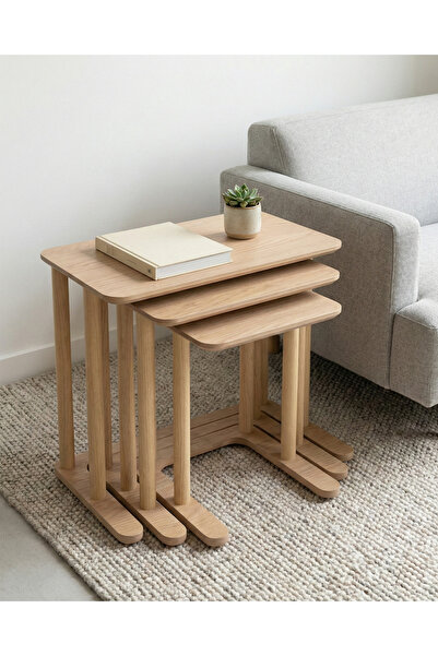 ÇMD ÇAKIR MOBİLYA DEKORASYON Modenza Zigon Sehpa – Modern 3’lü Sehpa Seti Ahş...