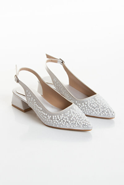 muhhu moda Detaliu perlat, toc de 3 centimetri, material satinat, pantofi de ...