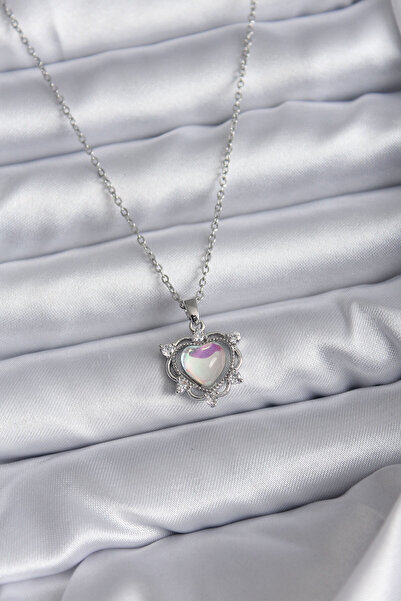 Skygo 316L Steel Chain Silver Color Heart Model Women's Necklace - TJ-BKO7823