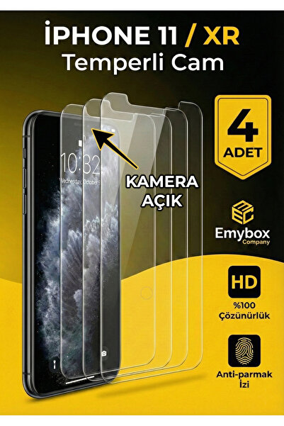 emybox Pack of 4 iPhone 11 / Xr Tempered Glass Screen Protector Clear Hd Shoc...