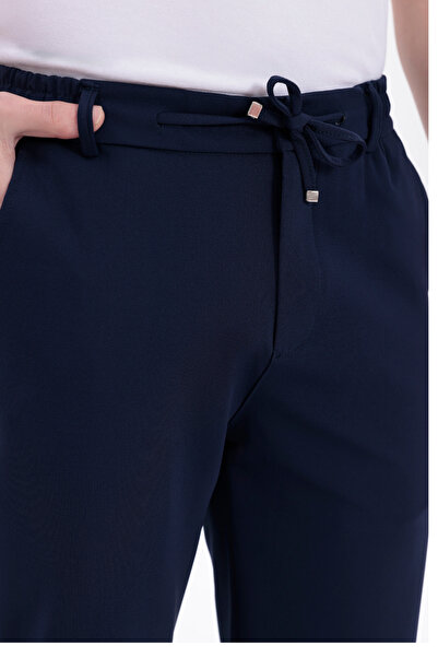 T SteepRockt Erkek Lacivert Jogger Pantolon Beli Bağlamalı 4 Cepli Likralı Re...