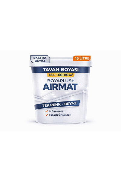 Boyaplus Airmat Mat Beyaz Tavan Boyası 15 L – Yüksek Örtücülük