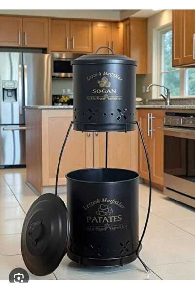 metalshop 2 Katlı Küçük Boy Metal Patates Soğan Kovası - Sebzelik - Patates S...