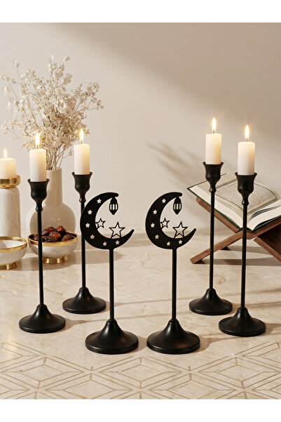 MODY 6Pcs Black Candlestick Holders, Ramadan Candlesticks